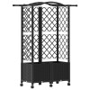 Magasított ágy trellis-szel és tetővel fekete 122 x 40 x 144 cm