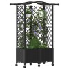 Magasított ágy trellis-szel és tetővel fekete 122 x 40 x 144 cm