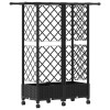 Magasított ágy trellis-szel és tetővel fekete 124 x 40 x 127 cm