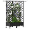 Magasított ágy trellis-szel és tetővel fekete 124 x 40 x 127 cm
