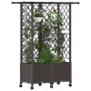 Magasított ágy trellis-szel és tetővel barna 124 x 40 x 142 cm