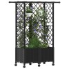 Magasított ágy trellis-szel és tetővel fekete 124 x 40 x 142 cm