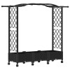 Magasított ágy trellis-szel és tetővel fekete 169 x 40 x 129 cm