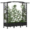 Magasított ágy trellis-szel és tetővel fekete 169 x 40 x 129 cm