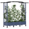 Magasított ágy trellis-szel és tetővel szürke 169 x 40 x 129 cm