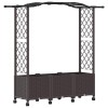 Magasított ágy trellis-szel és tetővel barna 164 x 40 x 144 cm
