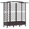 Magasított ágy trellis-szel és tetővel barna 163 x 40 x 129 cm