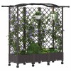 Magasított ágy trellis-szel és tetővel barna 163 x 40 x 129 cm
