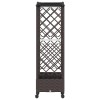 Magasított ágy trellis-szel és tetővel barna 163 x 40 x 129 cm