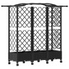 Magasított ágy trellis-szel és tetővel fekete 163 x 40 x 129 cm