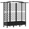 Magasított ágy trellis-szel és tetővel fekete 163 x 40 x 129 cm