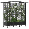 Magasított ágy trellis-szel és tetővel fekete 163 x 40 x 129 cm