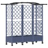 Magasított ágy trellis-szel és tetővel szürke 163 x 40 x 129 cm