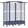 Magasított ágy trellis-szel és tetővel szürke 163 x 40 x 129 cm