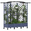 Magasított ágy trellis-szel és tetővel szürke 163 x 40 x 129 cm