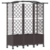 Magasított ágy trellis-szel és tetővel barna 163 x 40 x 144 cm