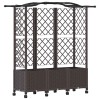 Magasított ágy trellis-szel és tetővel barna 163 x 40 x 144 cm