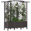 Magasított ágy trellis-szel és tetővel barna 163 x 40 x 144 cm