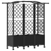 Magasított ágy trellis-szel és tetővel fekete 163 x 40 x 144 cm