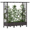 Magasított ágy trellis-szel és tetővel barna 164 x 40 x 127 cm