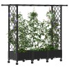 Magasított ágy trellis-szel és tetővel fekete 164 x 40 x 127 cm
