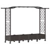 Magasított ágy trellis-szel és tetővel barna 207 x 40 x 129 cm