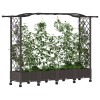 Magasított ágy trellis-szel és tetővel barna 207 x 40 x 129 cm
