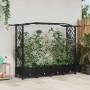 Magasított ágy trellis-szel és tetővel fekete 207 x 40 x 129 cm
