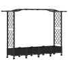 Magasított ágy trellis-szel és tetővel fekete 207 x 40 x 129 cm