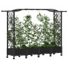 Magasított ágy trellis-szel és tetővel fekete 207 x 40 x 129 cm