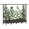 Magasított ágy trellis-szel és tetővel barna 203 x 40 x 127 cm