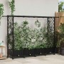 Magasított ágy trellis-szel és tetővel fekete 203 x 40 x 127 cm