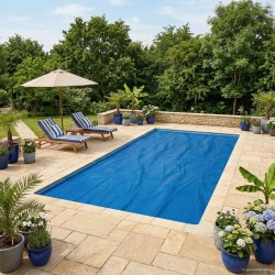 Medencefedél extra nehéz fekete és kék 732 x 366 cm pe