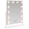 Led smink tükör fehér 44 x 10 x 53 cm üveg és acél