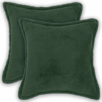 Párna huzat 2 pcs houten sötétzöld 30 x 30 cm bouclé