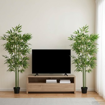 Műbambusz fa 2 pcs zöld 45 x 18 x 175 cm szövet és bambusz