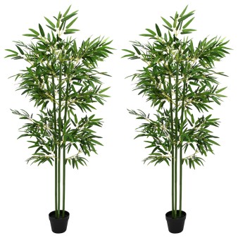 Műbambusz fa 2 pcs zöld 45 x 18 x 175 cm szövet és bambusz