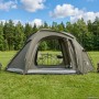 Trekking sátor esővédővel, vízálló 3 személyes katonai zöld