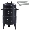 Kültéri grill ø 40 x 80 cm acél fekete