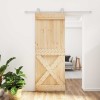 Csúszó ajtó természetes és fehér 80 x 210 cm szilárd fenyőfa
