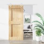 Csúszó ajtó természetes és fehér 90 x 210 cm szilárd fenyőfa