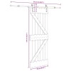 Csúszó ajtó narvik természetes és fekete 70 x 210 cm (213,5 cm)