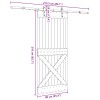 Csúszó ajtó narvik természetes és fekete 90 x 210 cm (213,5 cm)