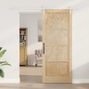 Csúszó ajtó természetes és fehér 86 x 211 cm tömör fenyőfa
