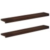 Ablakpárkányok 2 db sötét barna 90 x 15 x 2 cm tömör bükkfa