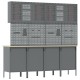 10 részes munkakabin és pegboard készlet - piros mdf és fém