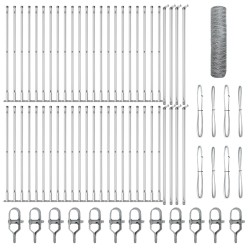Hatszögletű kerítés 0,5x100 m galvanizált acél, kerítésoszlopok alaplemezel 13 db ø32mm 70cm galvanizált acél