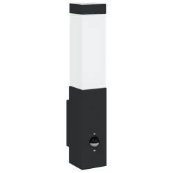 Kültéri fali lámpa érzékelővel fekete rozsdamentes acél ip44