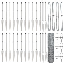 Hatágú kerítés 0,5x50 m horganyzott acél, kerítésoszlopok 13 db ø32 mm 80 cm horganyzott acél
