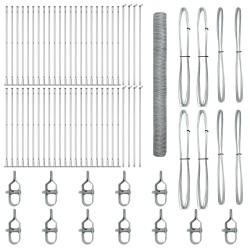 Hatszögű kerítés 1.4x100 m horganyzott acél, kerítés oszlopok alaplemezekkel 13 db ø32mm 78.5cm horganyzott acél